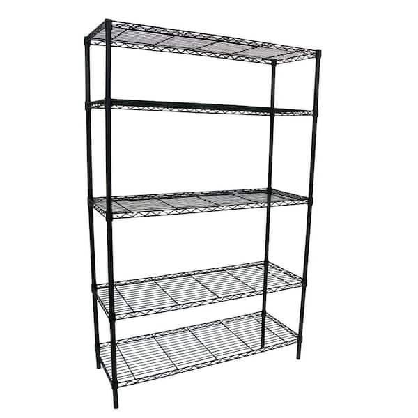 Hdx 5 Tier Steel Wire Shelving Unit In, Wire Shelving With Wheels Home Depot