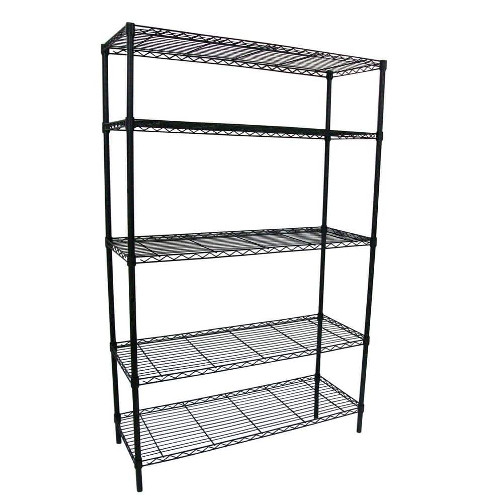 Rincon ブラック タッパー HDX 5-Tier Steel Wire Shelving Unit in Black (36 in. W x 72