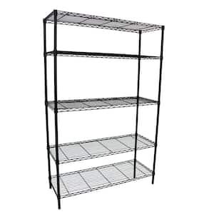 5-Tier Steel Wire Shelving Unit in Black (36 in. W x 72 in. H x 16 in. D)