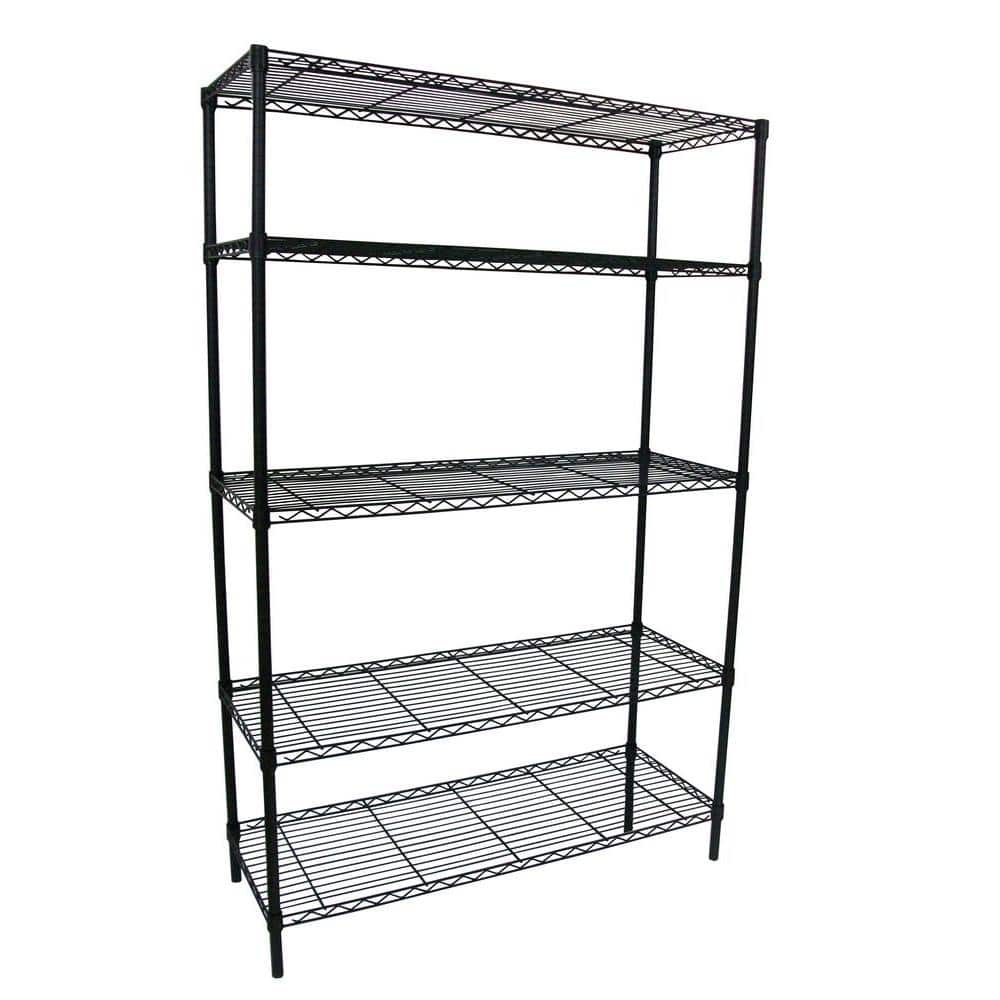 HDX 36” x 72” 5-Tiered Ventilated Plastic Storage Shelving Unit w/ Raised  Feet and Tool-Free Assembly
