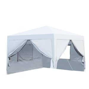 10 ft. x 10 ft. White Pop-Up Gazebo Canopy Tent Removable Sidewall with Zipper, Windows, 4pcs Weight sandbag, Carry Bag