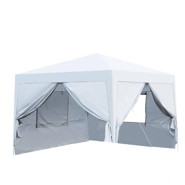 Tenleaf 10 ft. x 10 ft. White Pop-Up Gazebo Canopy Tent Removable ...