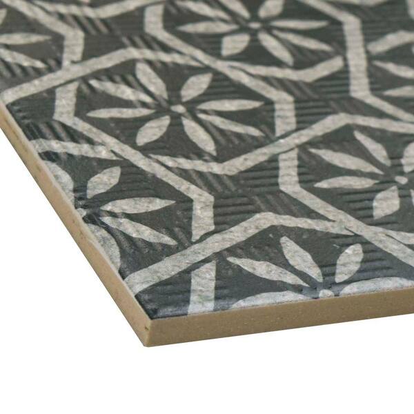 Merola Tile - Area 15 Botanic Black 6 in. x 6 in. Porcelain Floor and Wall Tile (11.94 sq. ft. / case)