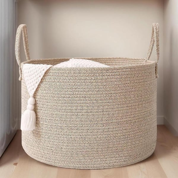 Brown 19.7 in.x 13 in. Cotton Decorative Basket Set of 1
