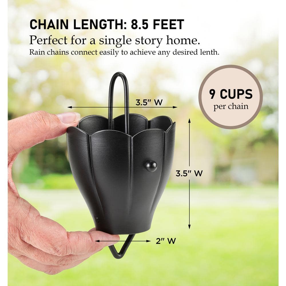 8.5 ft Black Aluminum Crocus Rain Chain