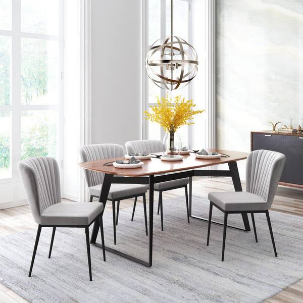 Tolivere Gray Velvet Dining Chair Set of 2