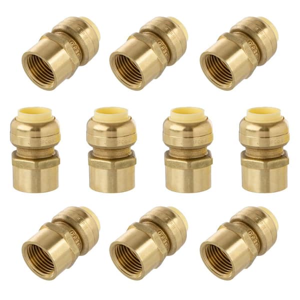  1/2 in. Push-Fit x 1/2 in. Brass Female Pipe Thread Coupling (10-Pack)