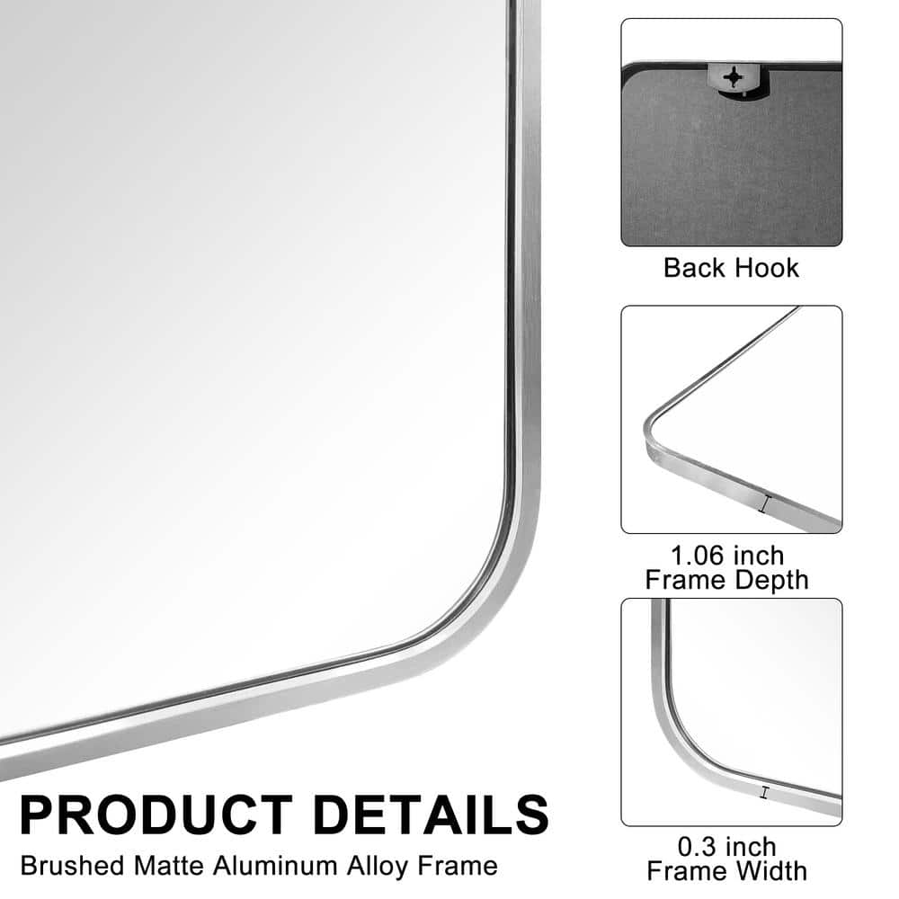 Crane Lake 22x30 Inch Silver Metal Framed Vanity Mirror