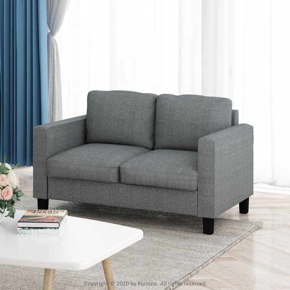Bayonne 54'' Gunmetal Modern Upholstered Loveseat with Pillow Back