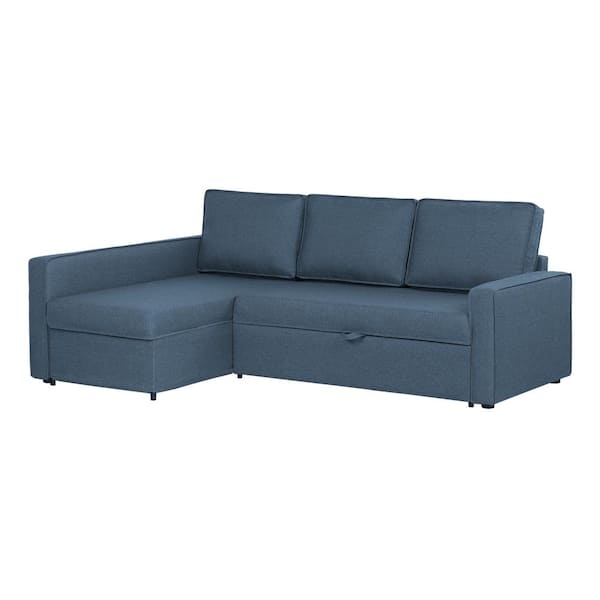 South Shore Live-it Cozy 1-Piece Blue Polyester Sectional Sofa with Reversible Sleeper and Removable Cushions