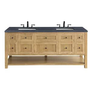 Breckenridge 72.0 in. W x 23.5 in. D x 34.2 in. H Bathroom Vanity in Light Natural Oak with Charcoal Soapstone Top