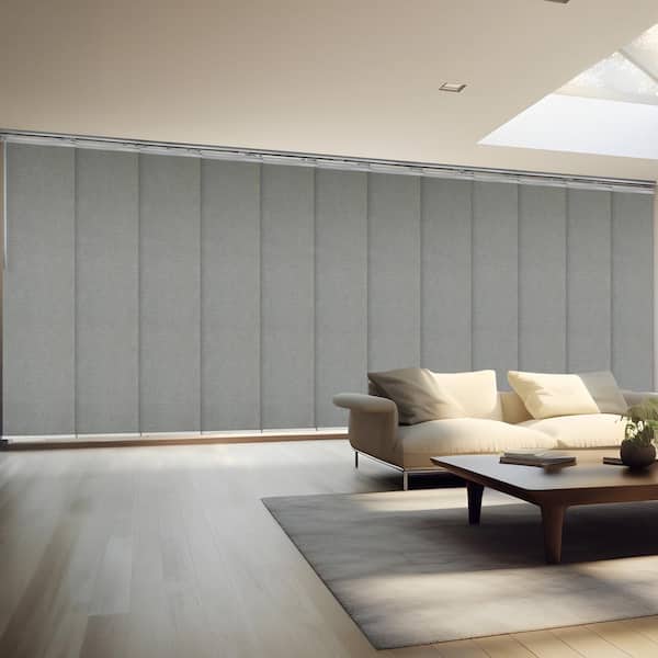 EMOH Ulysses 140 in. x 260 in. W x 94 in. L Adjustable 12-Panel, Satin Nickel Double Rail Panel Track with 23.5 in. Slates