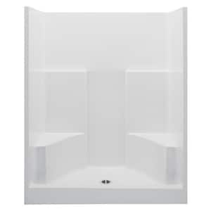Everyday 60 in. x 35 in. x 72 in. 1-Piece Shower Stall with 2 Seats and Center Drain in White