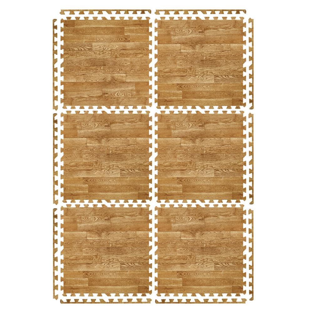 Wood Grain Floor Tiles Pine Brown 24 in. x 24 in. Interlocking Square EVA F