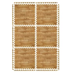 Sorbus Wood Grain Floor Tiles Pine Brown 24 In. X 24 In. Interlocking ...