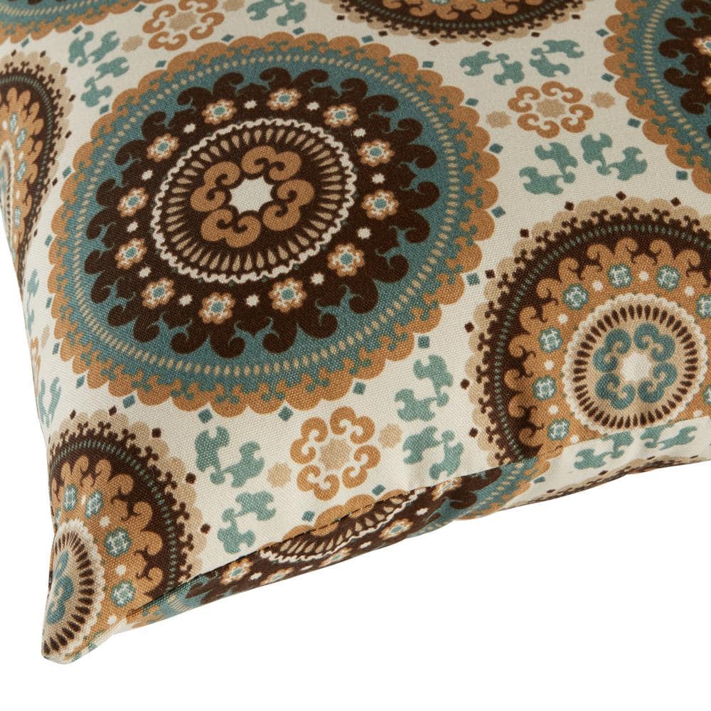 Spray Blue Geometric Square Outdoor Accent Pillows, Set of 2