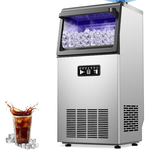 13.78 in. 120 lb. Built-In Full Size Cubes Ice Maker Machine in Stainless Steel with 30 lb. Storage and Dual Water Inlet