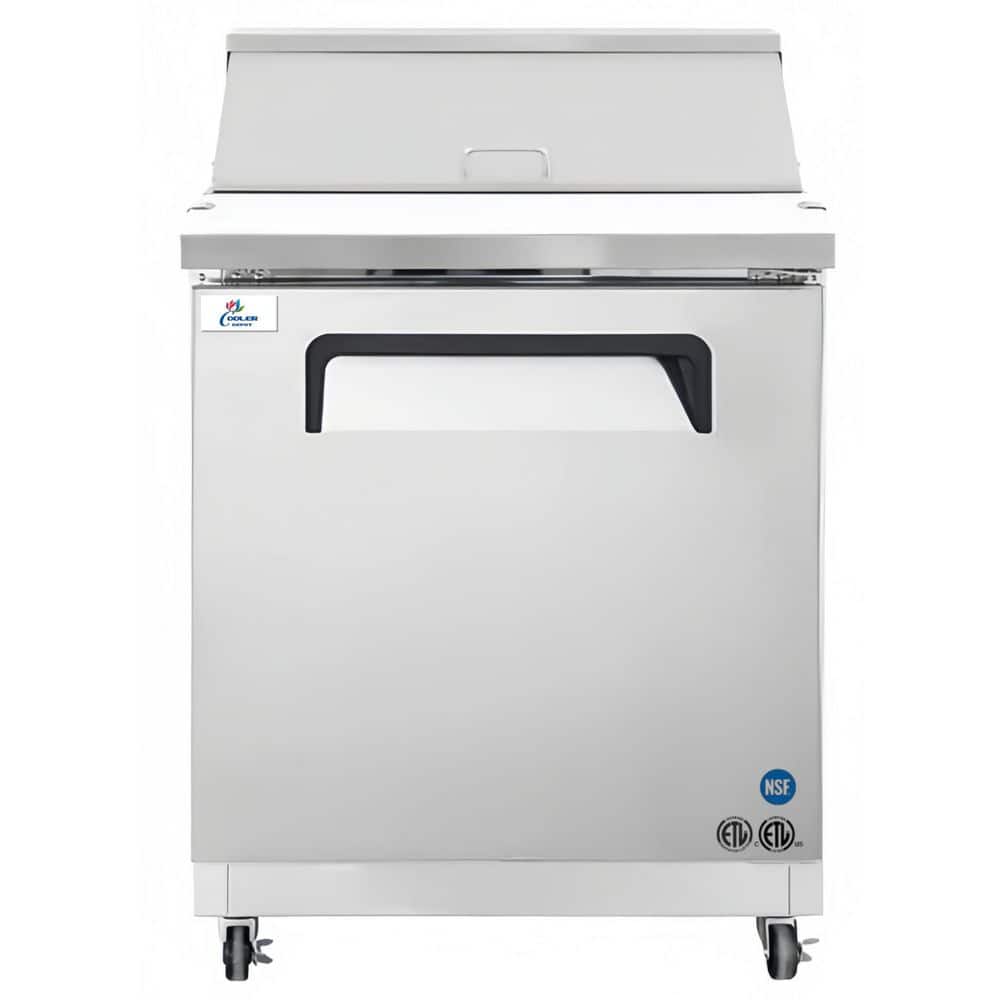 28 in. W 7.2 cu. ft. Commercial Sandwich Prep Table Mega Top Refrigerator in Stainless Steel, 12 Pans
