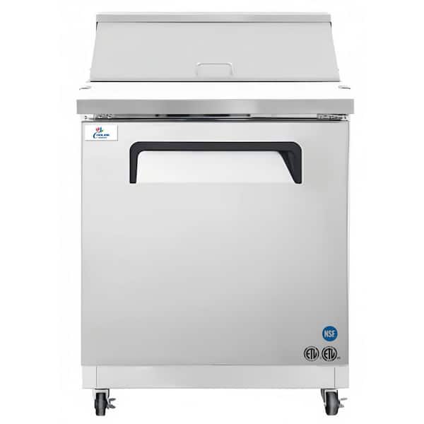 28 in. W 7.2 cu. ft. Commercial Sandwich Prep Table Mega Top Refrigerator in Stainless Steel, 12 Pans