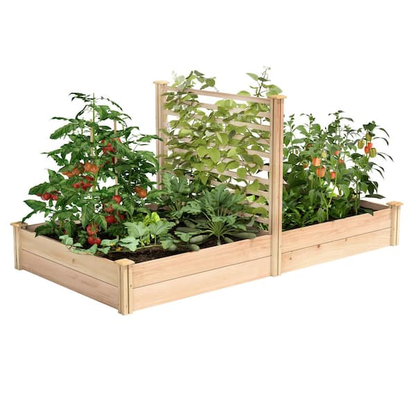Greenes Fence 4 ft. x 8 ft. X 11 in. Premium Cedar Raised Garden Bed with Trellis