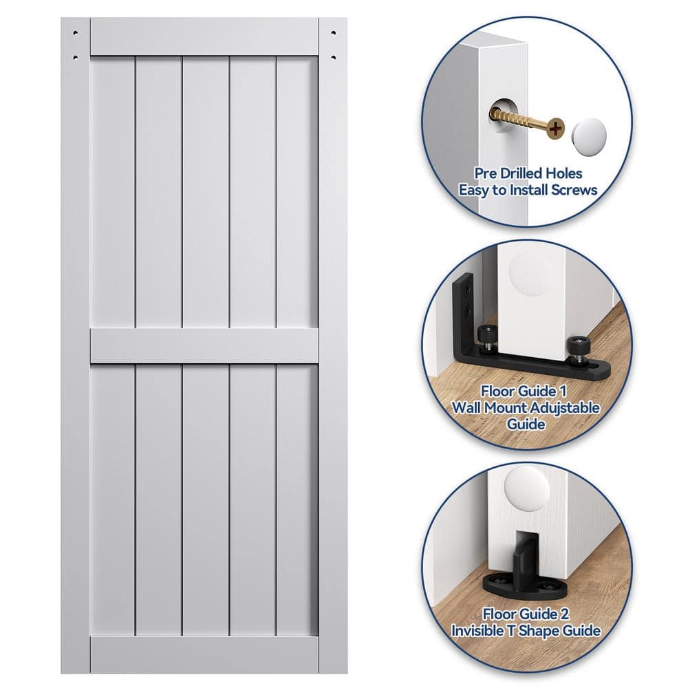 White 32" x 84" MDF Barn Door with Sliding Hardware Kit