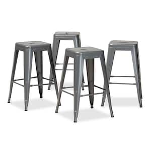 Horton 26 in. Grey Backless Metal Counter Height Bar Stool (Set of 4)