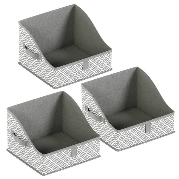 Ornavo Home 3-Pack Diamond Gray Collapsible Trapezoid Fabric Shelf Storage Basket Bin