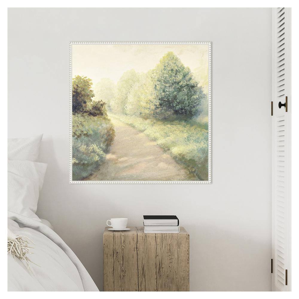 Michael Marcon 30"x30" Sylvie Beaded White Framed Canvas Nature Print