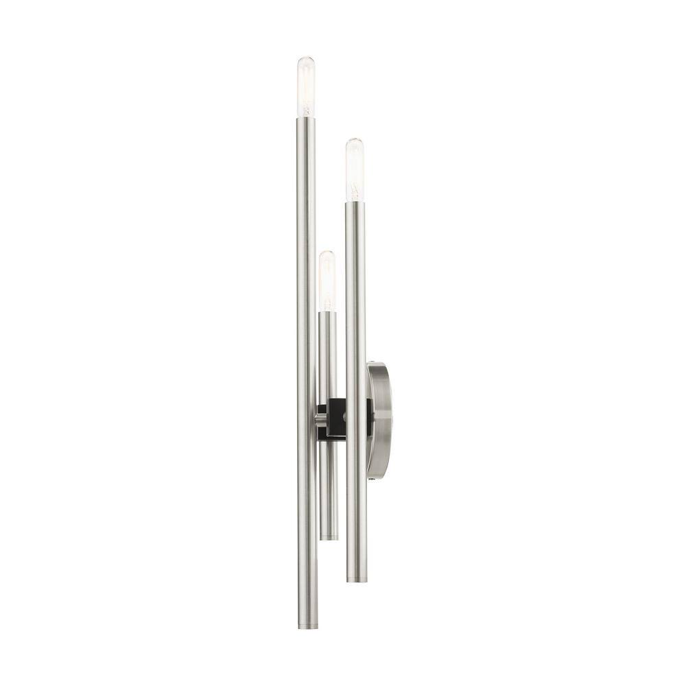 Scandinavian Brushed Nickel 3-Light Direct Wired Sconce