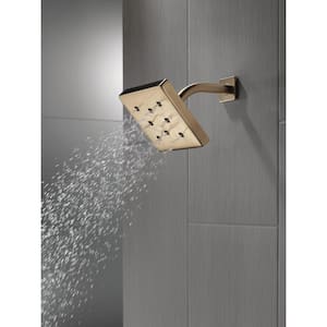 1-Spray Patterns 1.75 GPM 6 in. Wall Mount Fixed Shower Head with H2Okinetic in Lumicoat Champagne Bronze