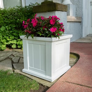 Cape Cod 14 in. Square Self-Watering White Polyethylene Planter