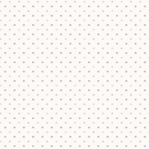 Unbranded Miniatures 2 Blue Mini Floral Motif Design Matte Finish Non-Pasted Vinyl on Non-Woven Wallpaper Roll