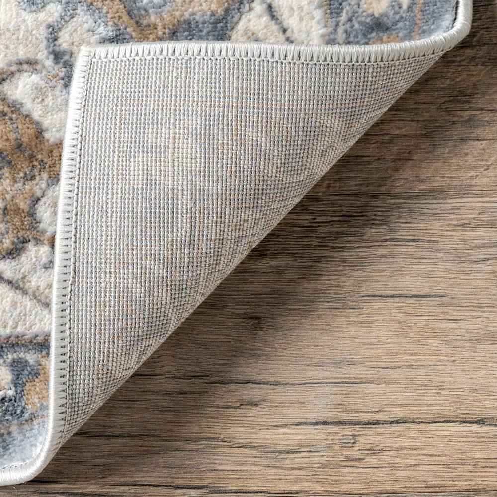 Vintage Medallion Beige and Blue Synthetic Area Rug