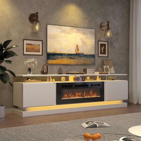 Sizzim 80 in. Freestanding Electric Fireplace TV Stand with