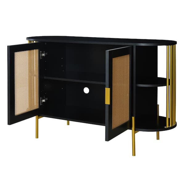 47.2 in. W x 15.7 in. D x 31.1 in. H Bathroom Black Linen Cabinet
