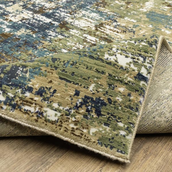 AVERLEY HOME Ross Blue/Green 8 ft. x 11 ft. Distressed Abstract