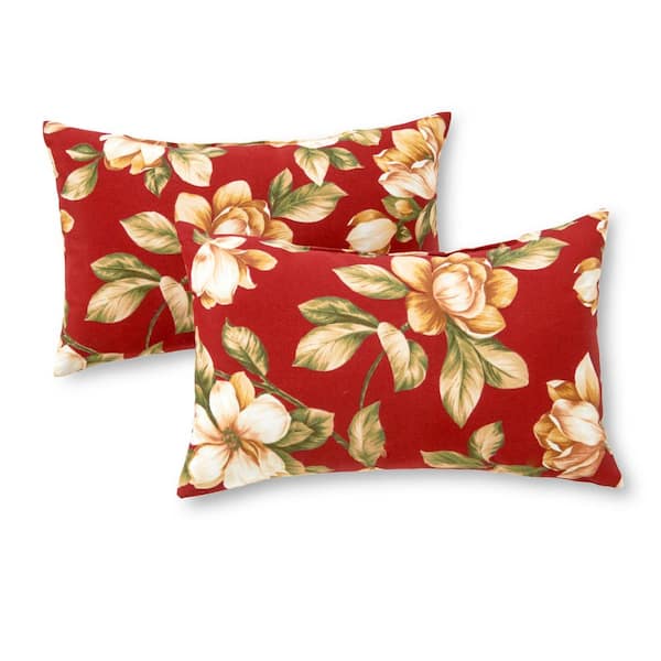 Greendale Home Fashions Roma Floral Lumbar Outdoor Throw Pillow (2-Pack)