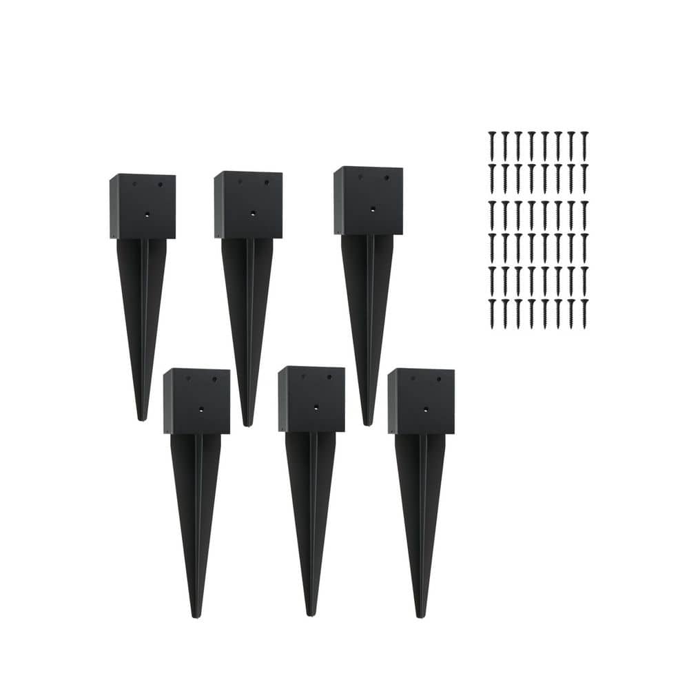 Metal Fence Post Anchor Ground Spike Black Powder-Coated Stable Durable Easy Install (6-Pack) price history on PriceWatchPro