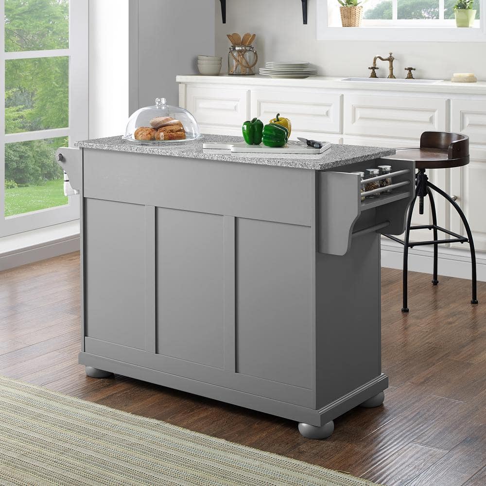Alexandria Vintage Gray Granite Top Kitchen Island