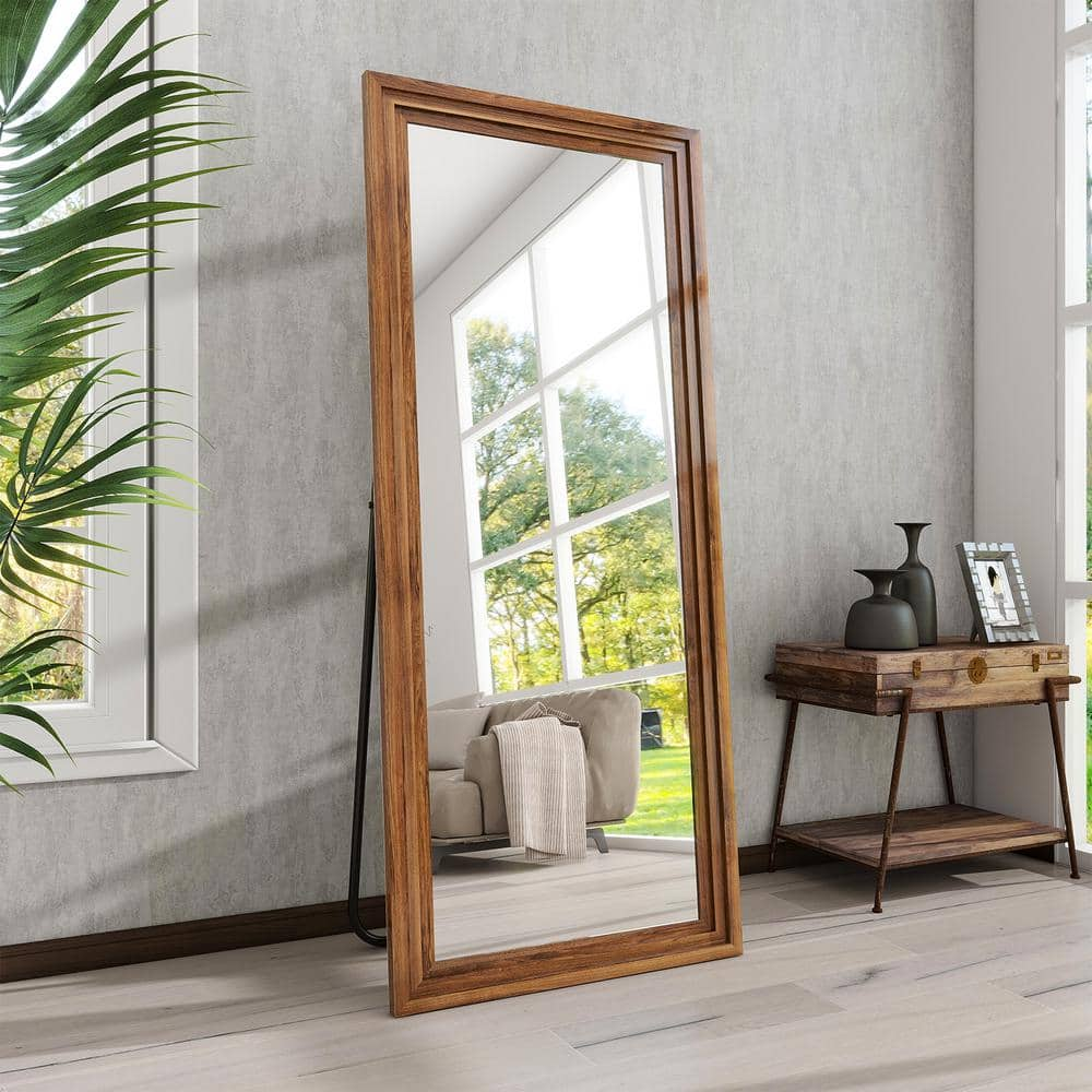 XRAMFY 71 in. H x 30 in. W Rectangular Classic Brown Wood Framed ...