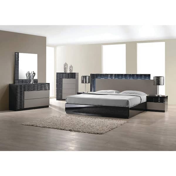 Best Master Furniture Romania Black/Zebra Gray 5-Drawer 43 in. H x 30 in. W x 19 in. D Chest of Drawers