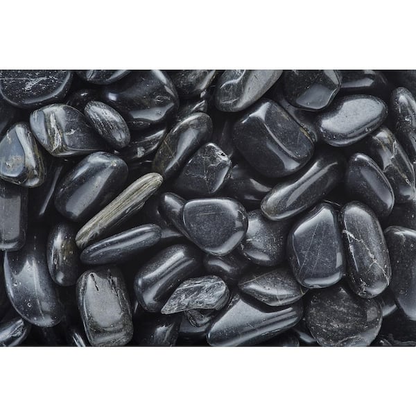 EXOTIC 3/4 in. to 1.5 in. Polished Black Pebbles (20 lbs. Bag)