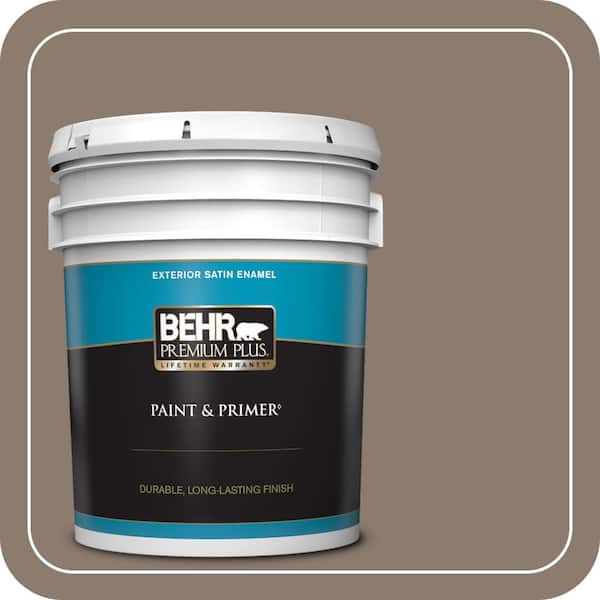 BEHR PREMIUM PLUS 5 gal. #T18-07 Road Less Travelled Satin Enamel Exterior Paint & Primer