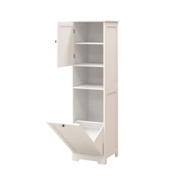 15.75 in. W x 13.78 in. D x 55.12 in. H Bathroom White Linen Cabinet