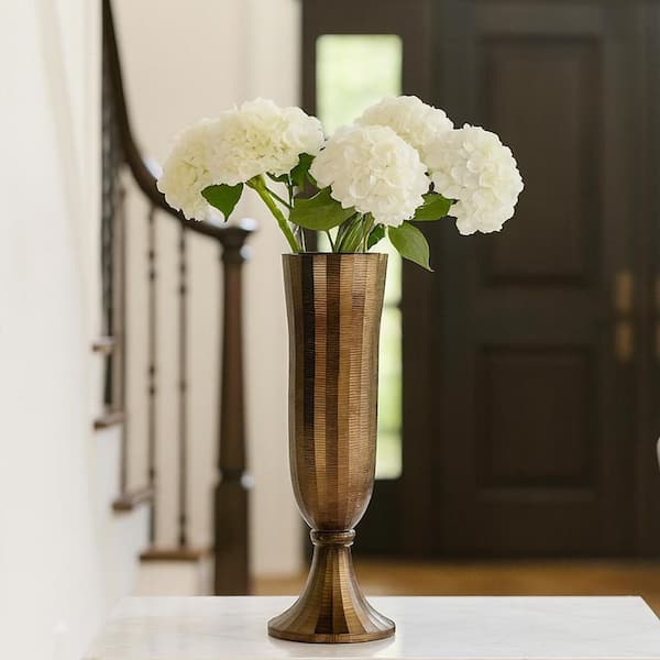 castellousa Bronze 19.5 in. x 5 in. Artisan Striated Aluminum Urn Metal Vase