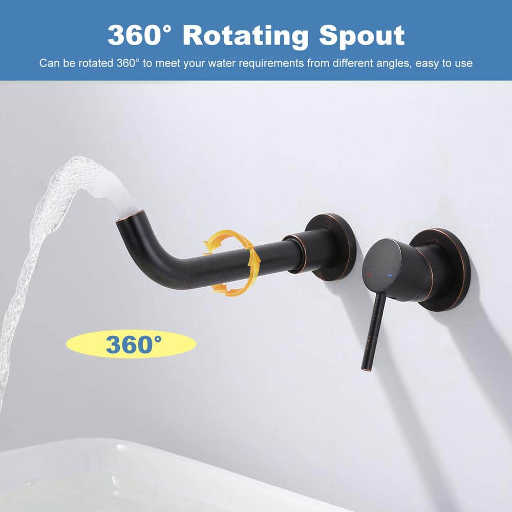 Oil Rubbed Bronze Wall Mounted Single Handle Bathroom Faucet