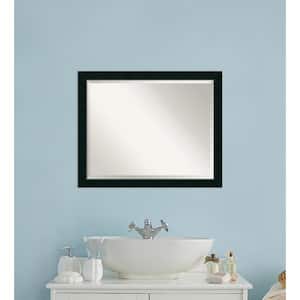 Corvino Black Narrow 31 in. x 25 in. Beveled Rectangle Wood Framed Bathroom Wall Mirror in Black