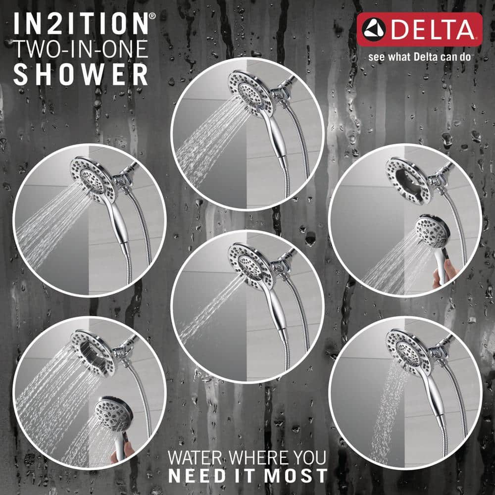 Chrome Dual Shower Head with Handheld Spray and Adjustable Height