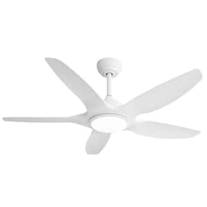 48 in. Indoor/Outdoor Integrated LED White Downrod Modern Ceiling Fan with Light Kit and 6-Speed DC Remote