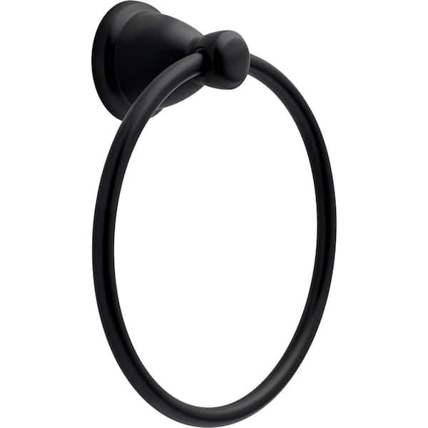 Franklin Brass Kinla Wall Mount Round Closed Towel Ring Bath Hardware Accessory in Matte Black